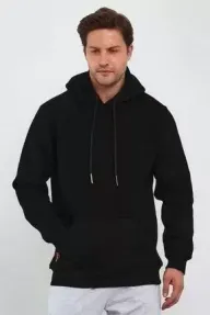 Erkek Uzun Kol Kapşonlu Basic Sweatshirt Hoodie - Siyah - M - Siyah