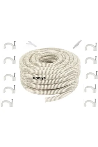 Ermiya 869551151765 10 Metre +25 Çivi Kroşe+2 Ek Nipel Y Klima Için Drenaj Tahliye Hortumu
