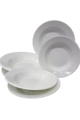 Ermiya 869582955069 12 Adet Arya Hitit Termostar Beyaz Melamin Servis Tabağı -Çukur Tabak Lokanta Tabağı, 20 Cm