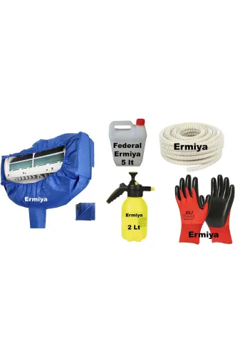Ermiya 869663792679 Set 4-Branda 3 Metre Hortum Eldiven Fırça 2 Lt Ilaç Hellove Püskürtme Sprey Şişesi Inverter Klima
