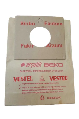 Ermiya 869910025753 Vestel T20 S-T20 B-Meltem T4500-Yıldız T7500-Yildiz T8500-Elektrikli Süpürge 25 Ad Kağıt Toz Torbası
