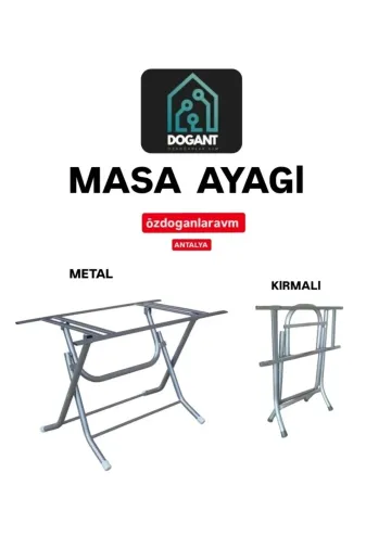 Ermiya 869995893411 Werty Home Werzalit Ahşap 80X140 Masalar Için Katlanabilir Masa Ayağı Metal Gri
