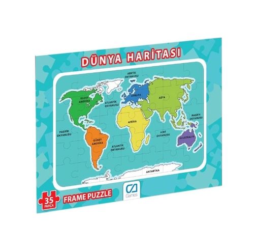 Erturkstore 124971497 Mey İthalat Dünya Haritası Frame Puzzle 35 Parça