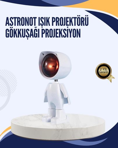 Erturkstore 126039720 Mey İthalat Gün Batımı Efekti Sunan Astronot Led Masa Lambası