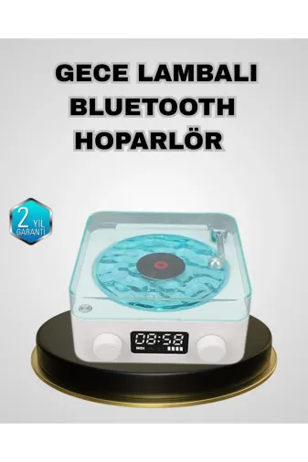Ethab Giyim GLST7478-8896 Bluetooth Hoparlörlü Gece Lambası Dijital Saat Ekranlı Su Dalgası Efektli Dekor - Glst7478-889