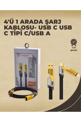 Ethab Giyim GLST8021-1486 4'ü 1 Arada Metal Hızlı Veri Kablosu – 65W Güç 27W Iphone Desteği 480Mbps Ak - Glst8021-148