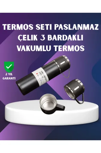 Ethab Giyim Paslanmaz Termos Ve İkili Bardak Seti | 6-12 Saat Sıcak/soğuk Tutma - Glst6928-3415