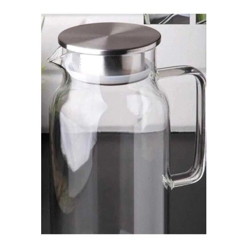 ETT 562741420942 1500 Ml Borosilikat Cam Su Sürahisi - Metal Kapaklı Ve Isıya Dayanıklı
