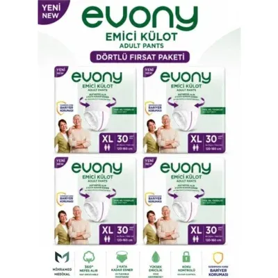 Evony Emici Külot Yetişkin Hasta Bezi Xl 30 Lu 4 Paket