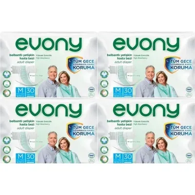 EVONY Hasta Bezi Yetişkin Bel Bantlı Tekstil Yüzey M-Orta Boy 120 Adet (4PkX30)