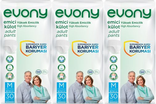 Evony Yetişkin Bezi Emici Külot M - Orta - Medium 90 Adet