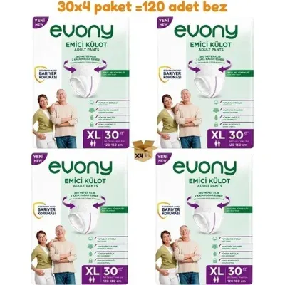 Evony Yetişkin Külot Hasta Bezi XLarge 30’lu x 4 Paket 120 Adet – 2026 Yeni Ürün