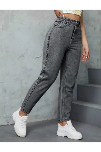 Exporanto SUEMOM4 Füme Kar Yıkama Mom Jeans