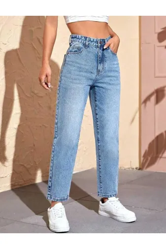 Exporanto SUEMOM9 Rahat Mavi Kar Yıkama Likralı Mom Jeans