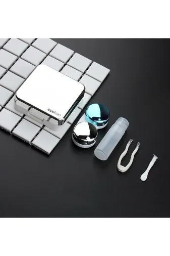 Eyekan alkg Aynalı Lens Saklama Kabı Seti 5 Parça Gümüş