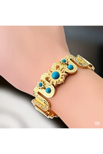 FAMEMUS ACCESSORY 0040891 Gold Renkli Turkuaz Taş Detaylı Kadın Bileklik