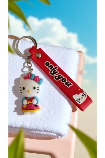 FAMEMUS ACCESSORY 0081822 Hello Kitty Sevimli 3D Renkli Silikon Anahtarlık & Çanta Aksesuarı ( 1 Adet )