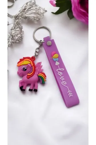 FAMEMUS ACCESSORY 0081823 Unicorn Figürlü 3D Renkli Silikon Anahtarlık & Çanta Aksesuarı (1 Adet)