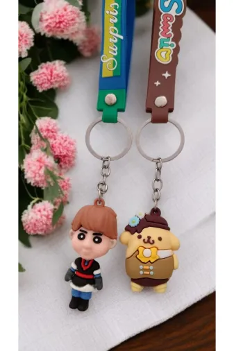 FAMEMUS ACCESSORY 0081837 2 Li Sevimli Karakter Pompompurin Anime Stil Figürlü Renkli Silikon Askılı Çanta Aksesuar