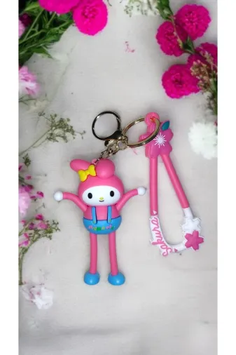 FAMEMUS ACCESSORY 0090126 3D Büyük Boy My Melody Anahtarlık - Silikon Figürlü Ve Çanta Aksesuar