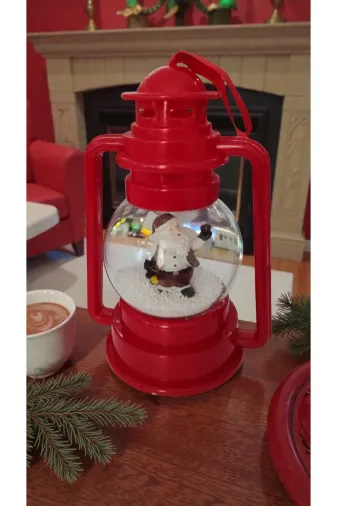 FAMEMUS ACCESSORY 12321weqwewret Yılbaşı Motorlu Püskürtmeli Müzikli Kar Lambası Küresi Boyut 25 Cm