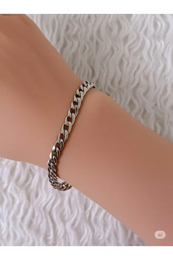 FAMEMUS ACCESSORY 12474 Klasik Zincir Model Çelik Bileklik