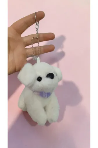 FAMEMUS ACCESSORY 24324rewrewr Peluş Köpek Çanta Süsü Aksesuar Anahtarlık Boyut:16Cm Büyük Boy