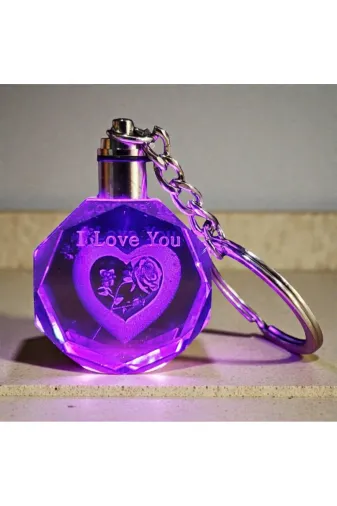 FAMEMUS ACCESSORY 34324334rew Sevgililer Gününe Özel Kalpli I Love You Yazan Rgb Işıklı Anahtarlık