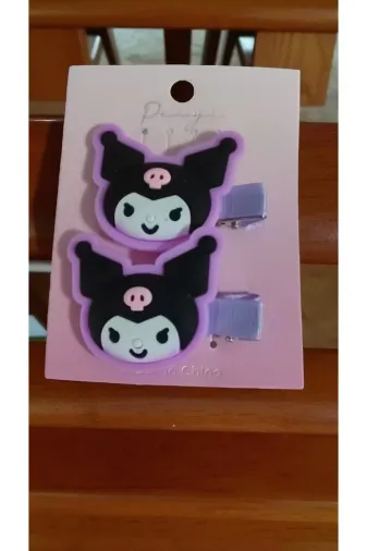 FAMEMUS ACCESSORY gdfgdfgdfgdf Üzeri Silikon Kuromi Fiğürlü Çocuk Pens Toka Bir Çift
