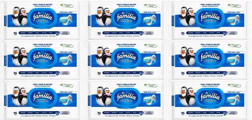 Familia Yüzey Temizlik Havlusu 96 Yaprak Maxi Hijyen Kabartma Doku Plastik Kapaklı 9 Lu Set 864 Yprk