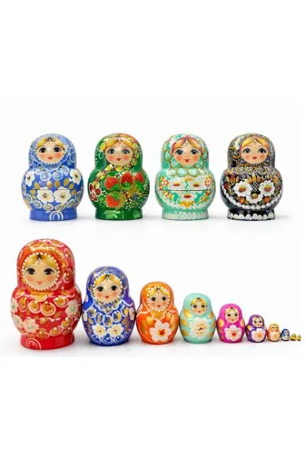 feifei FCZP-860217 10'lu Ahşap Matruşka Seti Alk5380