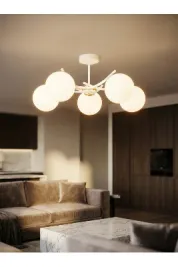 FERMA 5'Lİ BEYAZ  GLOP CAMLI MODERN PLAFONYER AVİZE  Salon oturma odası Hol Yatak Odası