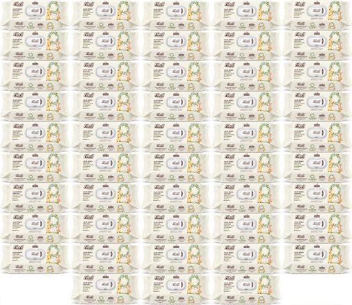 Fibril Islak Havlu Bebek Mendil 90 Yaprak Zeytinyağlı Plastik Kapaklı (48 Li Set) 4320 Yaprak