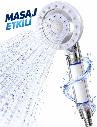 Filtreli Duş Başlığı Masaj Etkili Beyaz