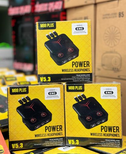 FİOPLUS FİOPLUS M88 Fioplus M88 Plus Şarj Göstergeli Powerbank Özellikli Bluetooth Kablosuz Kulakiçi Kulaklık Siyah