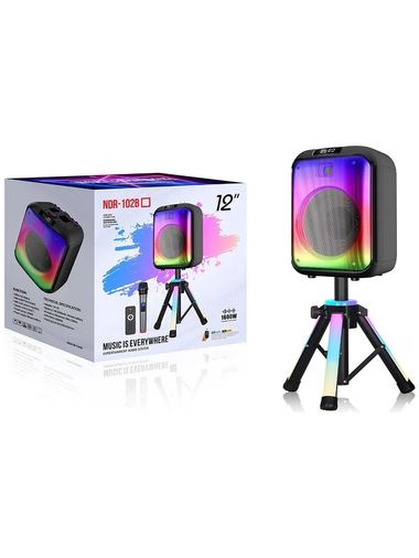 FİOPLUS Fioplus Ndr-102B Full Işıklı Sahne Ayaklı 12 Inç 40 Watt Taşınabilir Kablosuz Mikrofonlu Hoparlör Ses Sistemi