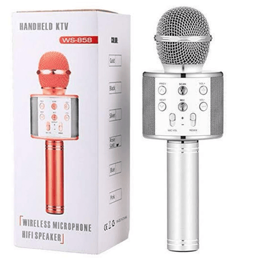 FİOPLUS Karaoke Mikrofon Dahili Hoparlörlü Usb Flash Tf Kart Destekli Ses Değiştirme Efektli Çocuk Mikrofonu