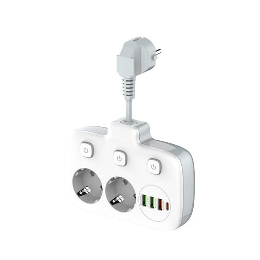 FİOPLUS T2435 Usb Duvar Şarj Cihazı Uzatma Prizi Çoklu Ab Çıkışları 4Usb Hızlı Şarj Portu