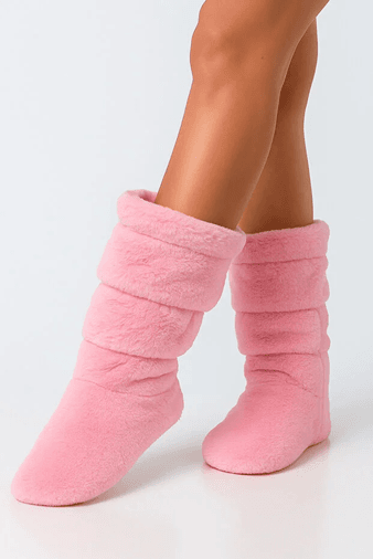 Fluffy 870548646 Kadın Pembe Welsoft Büzgülü Uzun Bot, Kaydırmaz Ve Sessiz Taban, Kışlık, Peluş, Yumuşak Büzgülü Bot