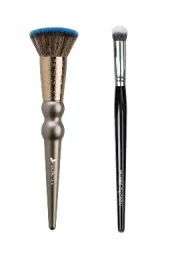 Fondöten Fırçası Tampon Make Up Brush + Pro Yuvarlak Uçlu Kapatıcı Fırçası Kzmprt