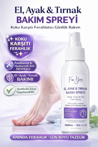 For You Gold forayaksprey El - Ayak Ve Tırnak Mantarı, Kötü Koku Karşıtı Ve Mantar Bakım Spreyi - Ferahlatıcı Bakım Sprey