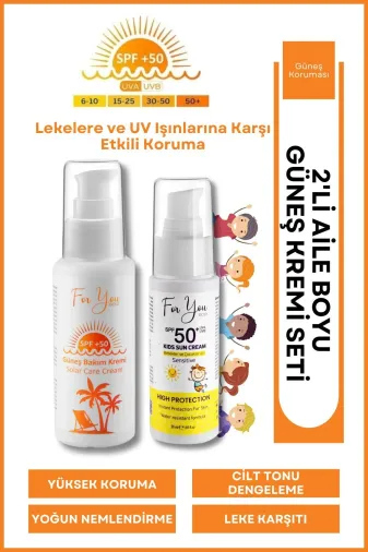 For You Gold g.set Güneş Aile Set |Orijinal Boy Yetişkin Ve Çocuk Güneş Kremi Koruyucu Bakım Seti +50 Spf (2Ürün)