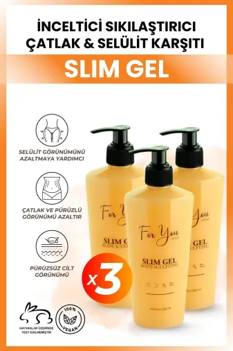 For You Gold SLJ0012 Slim Jel Selülit Çatlak Karşıtı, Bölgesel İncelmeye Yardımcı Sıcak Formül Isıtıcı Etkili Set(3Adet)