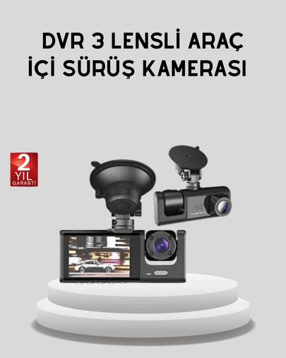 Full Hd Üç Kameralı Araç Kamerası 170° Geniş Açılı Ve Park Destekli
