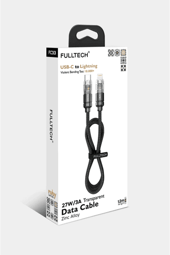 Fulltech Fc33 Type-C To Lightning 27W/3A Transparent 1.2M Kablo