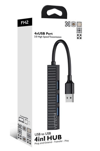 Fulltech Fh-2 4-In-1 Usb Hub Tak Çalıştır, 4Xusb Portlu Usb3.0 Ve Usb2.0 Destekli Usb Hub