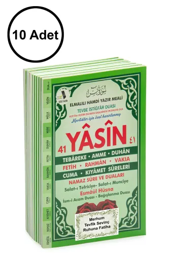 Furkan Neşriyat ihvn074yesil 10 Adet Türkçe Mealli Orta Boy 80 Sayfa 41 Yasin - Yeşil Renk