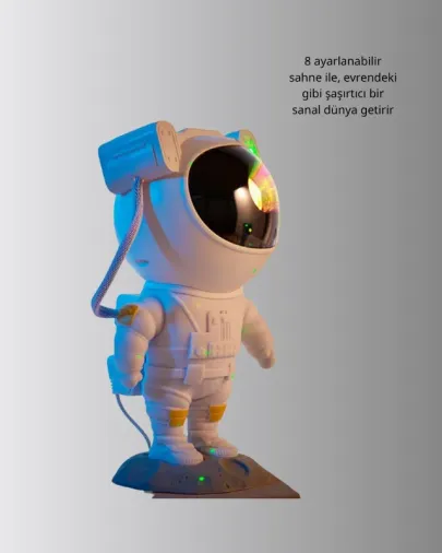 Galaxy Projeksiyon Lambası Astronot Şekilli 1 Adet Dekoratif Lamba