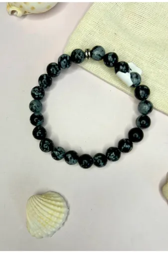 gattstone M7000698064 Kar Taneli Obsidyen Bileklik-%100 Orijinal Ve Sertifikalı
