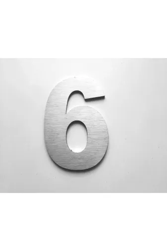 GENDEC GEN PAS 6-6 Kapı, Daire,bina, Numarası 6 Cm No:6 Fırça Desen Paslanmaz Çelik Metal Kendinden Yapışkanlı Numara